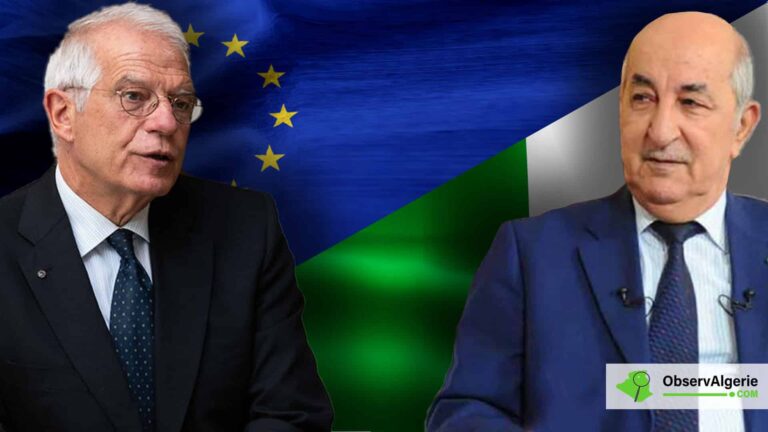 Montage : Le président élu Tebboune et le chef de la diplomatie de l'UE, Fontelles, sur fond des drapeaux de l'Algérie et de l'UE Montage : Le président élu Tebboune et le chef de la diplomatie de l'UE, Fontelles, sur fond des drapeaux de l'Algérie et de l'UE