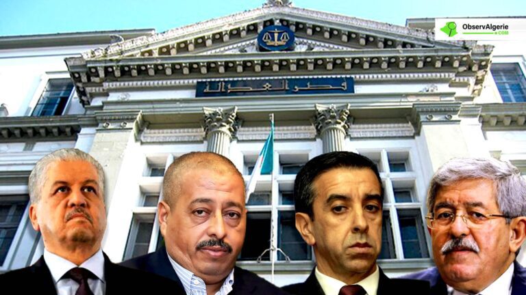 ouyahia , Sellal Tahkout et Haddad avec le tribunal de Sidi M'Hamed en arrière plan