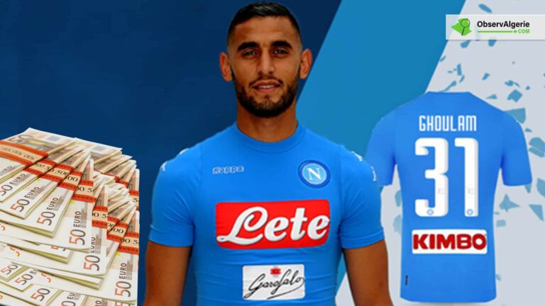 L'international algérien Faouzi Ghoulam en tenue de Napoli, avec des liasses de billets L'international algérien Faouzi Ghoulam en tenue de Napoli, avec des liasses de billets