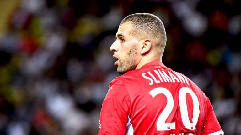 L'international algérien Islam Slimani dans la tenue de l'AS Monaco