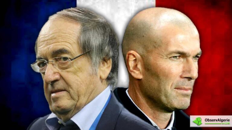 Zinedine Zidane et Noël Le Graët sur fond du drapeau de la France