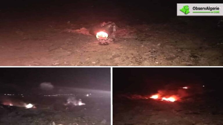 Débris d'un avion de chasse après un crash à Oum El Bouaghi, en Algérie