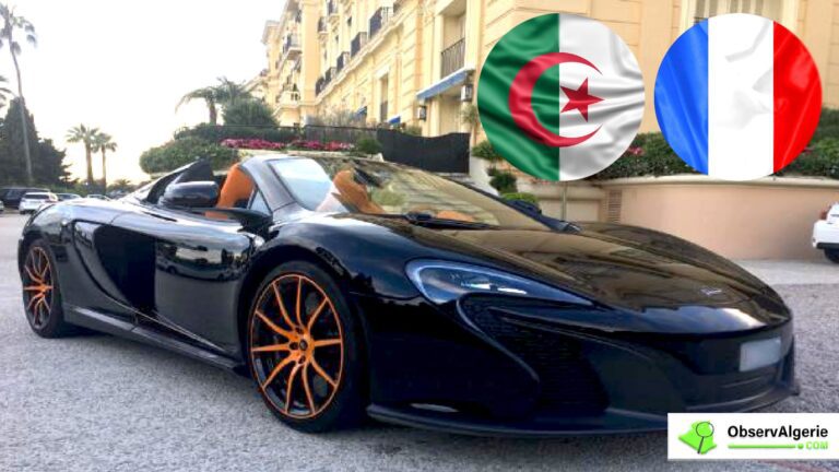 Voiture de luxe et les drapeaux algérien et français