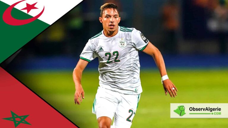Photo montage : Ismaël Bennacer sur fond de drapeaux de l’Algérie et du Maroc