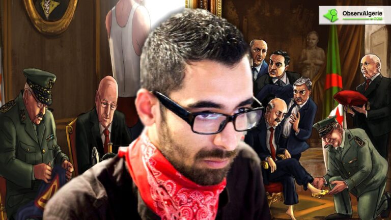 Le Bédéiste Abdelhamid Amine dit Nime avec ses caricatures en arrière plan