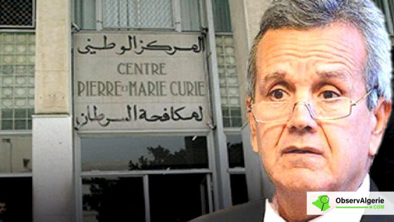 Le ministre de la santé Abderrahmane Benbouzid, avec en arrière plan, le Centre Pierre et Marie Curie de lutte contre le Cancer