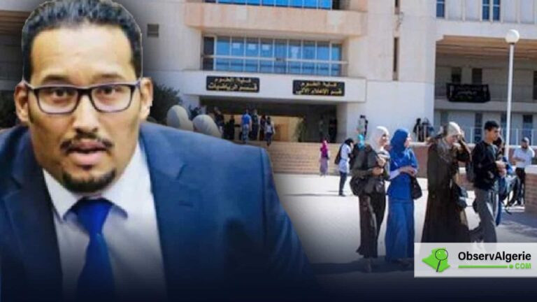 Le sénateur Mahmoud Kissari avec en arrière plan l'extérieur d'une université algérienne