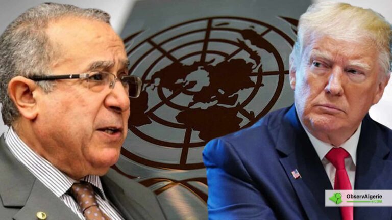 Photo montage : Donald Trump et Ramtane Lamamra sur fond de l'ONU