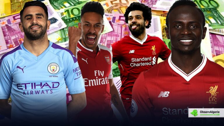 Photo montage : Riyad Mahrez, Sadio Mané, Mohammed Salah et Pierre-Emerick Aubameyang