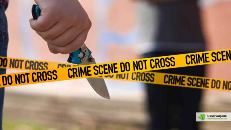 Photo montage : scène de crime. Un homme portant un couteau