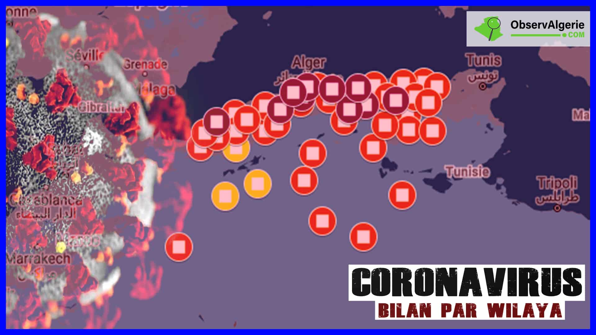 Coronavirus en Algérie : Nombre des contaminations par wilayas (bilan du 20 mai)
