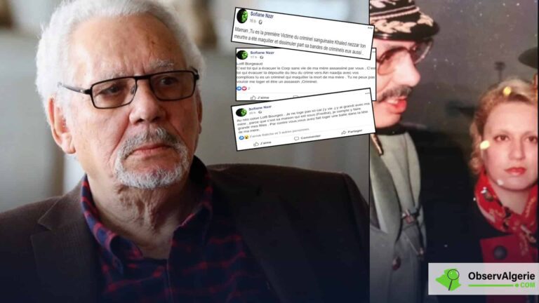 Khaled Nezzar avec des captures d'écran de publications sur facebook Khaled Nezzar avec des captures d'écran de publications sur facebook