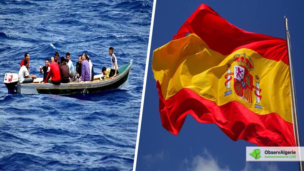 Barque de clandestins-Drapeau de l'Espagne