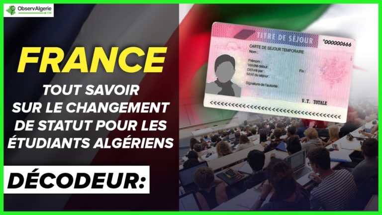 Montage : titre de séjour-étudiants algériens-fond drapeau France/Algerie