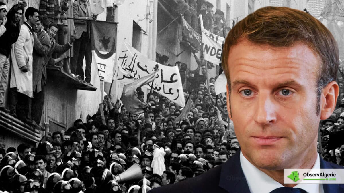Montage : Emmanuel Macron sur fond de la guerre d'Algérie