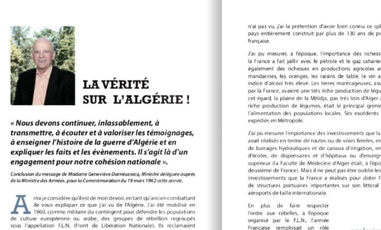 Capture d'écran de l'éditorial « La vérité sur l'Algérie » de Gerard Tardy