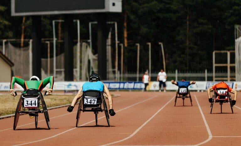 Competition of athletes in wheelchair