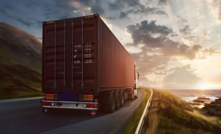 Truck transports containers