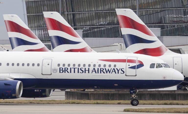 LONDON, ENGLAND - SEPTEMBER 09: British Airways plane taxies after landing at Heathrow's Terminal 5 on September 9, 2019 in London, England. British Airways pilots have begun a 48 hour 'walkout', grounding most of its flights over a dispute about the pay structure of it's pilots. (Photo by Dan Kitwood/Getty Images)