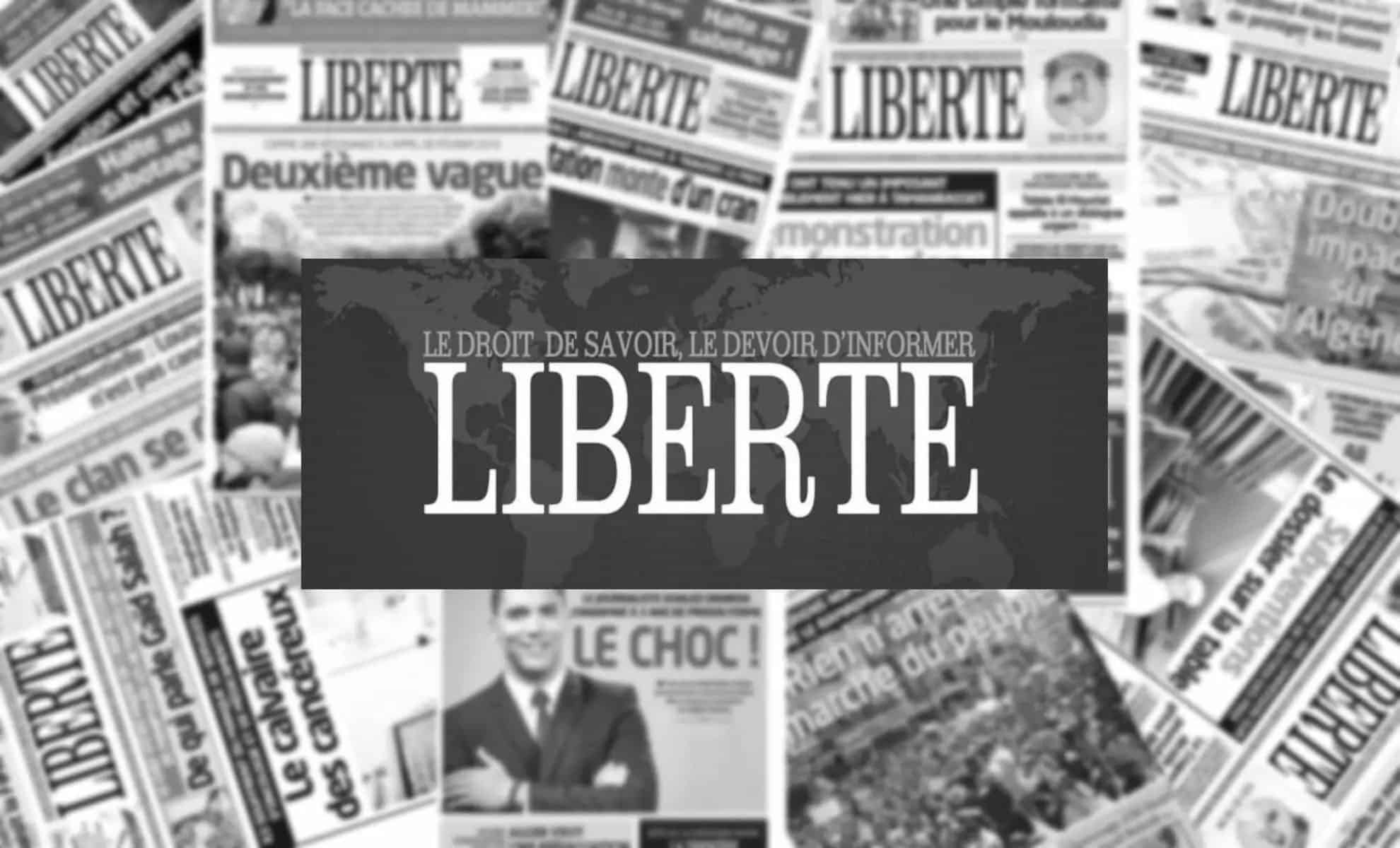 Journaux du quotidien algérien Liberté. Noir et blanc avec logo Journaux du quotidien algérien Liberté. Noir et blanc avec logo