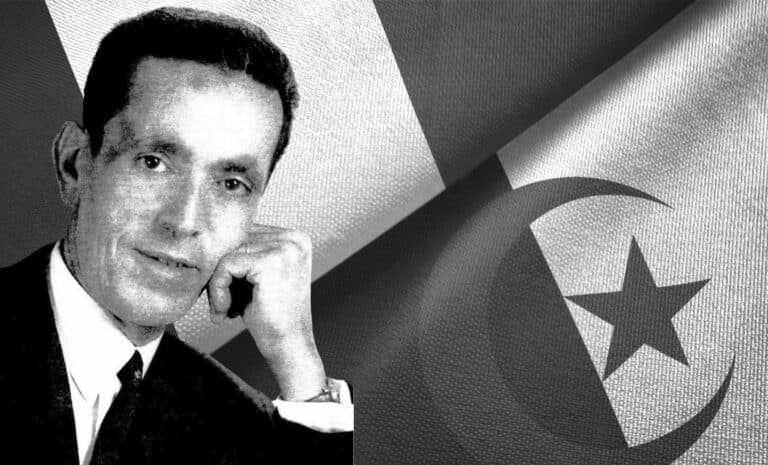 Slimane Azem sur les drapeaux de France et d'Algérie