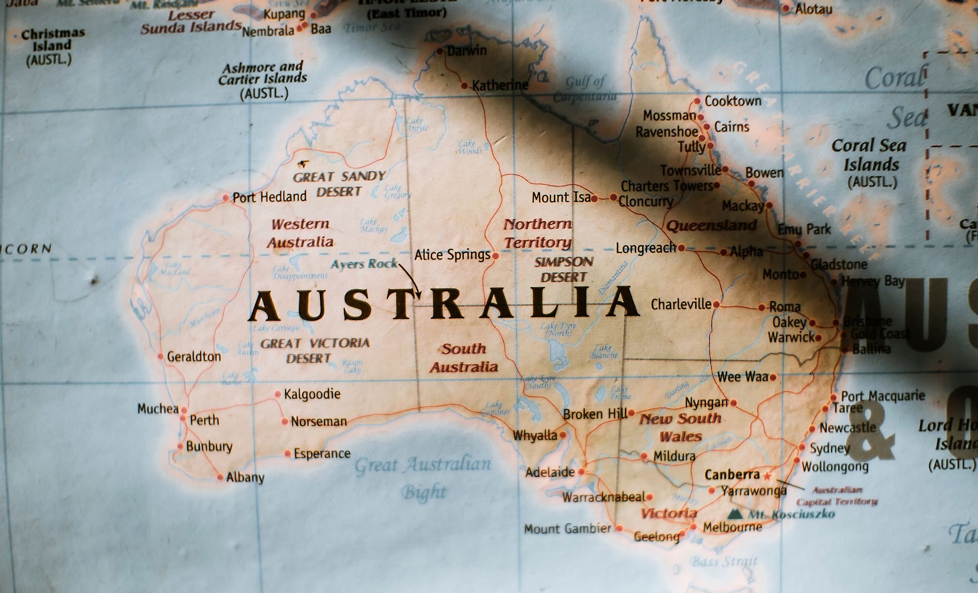 Carte géographique de l'Australie Carte géographique de l'Australie