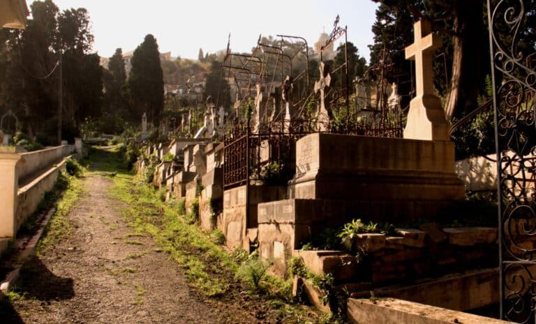 La cimetière de St. Eugene a Alger, vue vers ND d'Afrique. 9 mars 2007.
