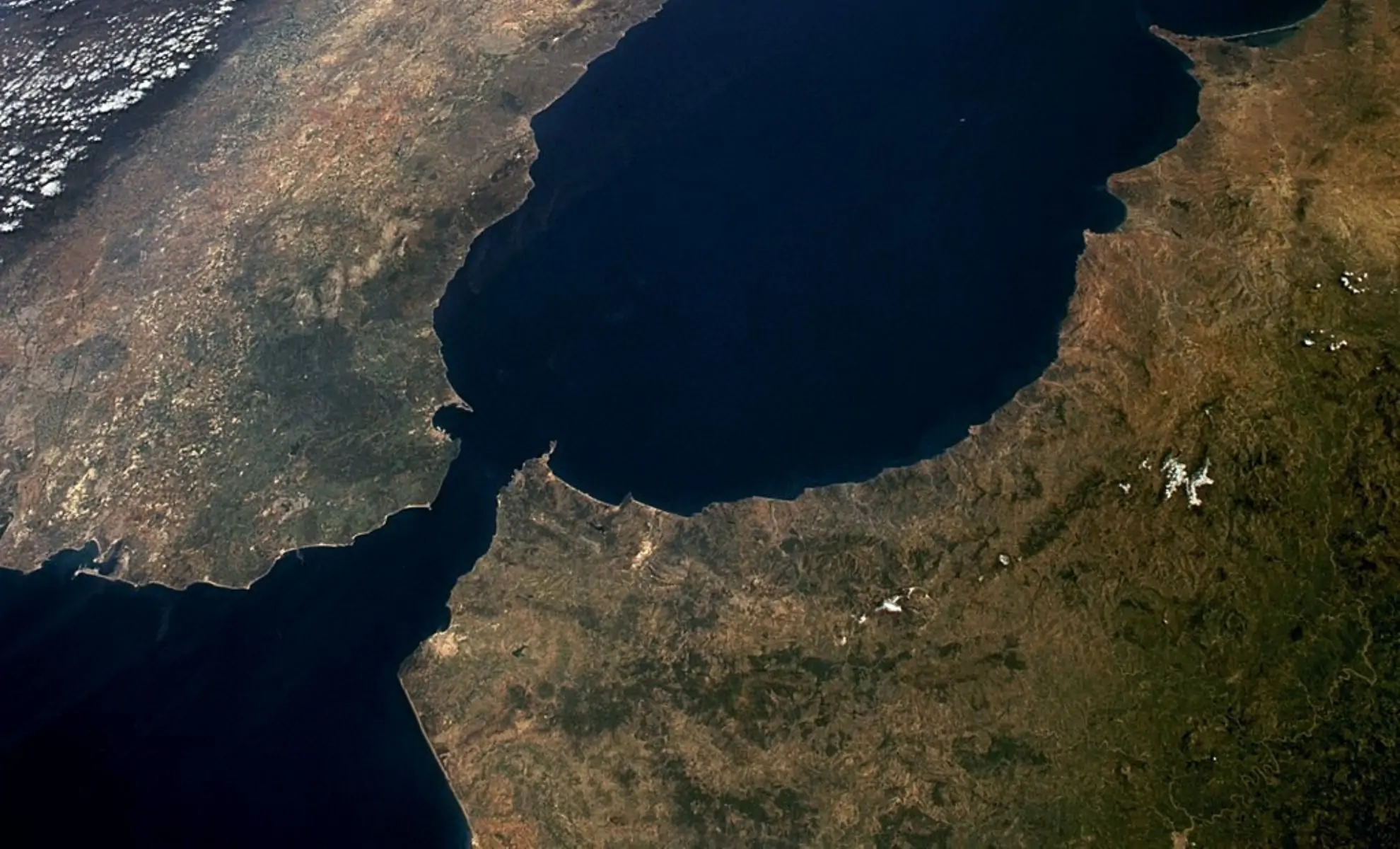 Vue satellite sur le détroit de Gibraltar