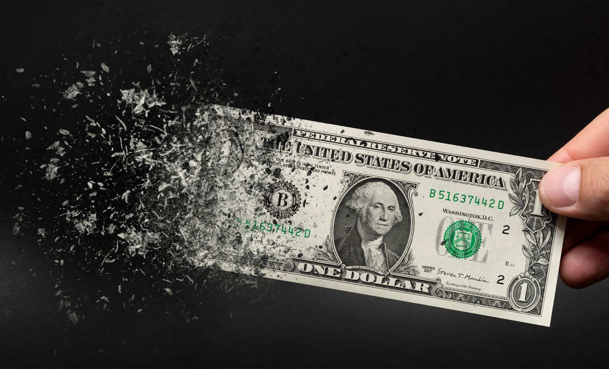 Billet d'un dollar qui s'effrite