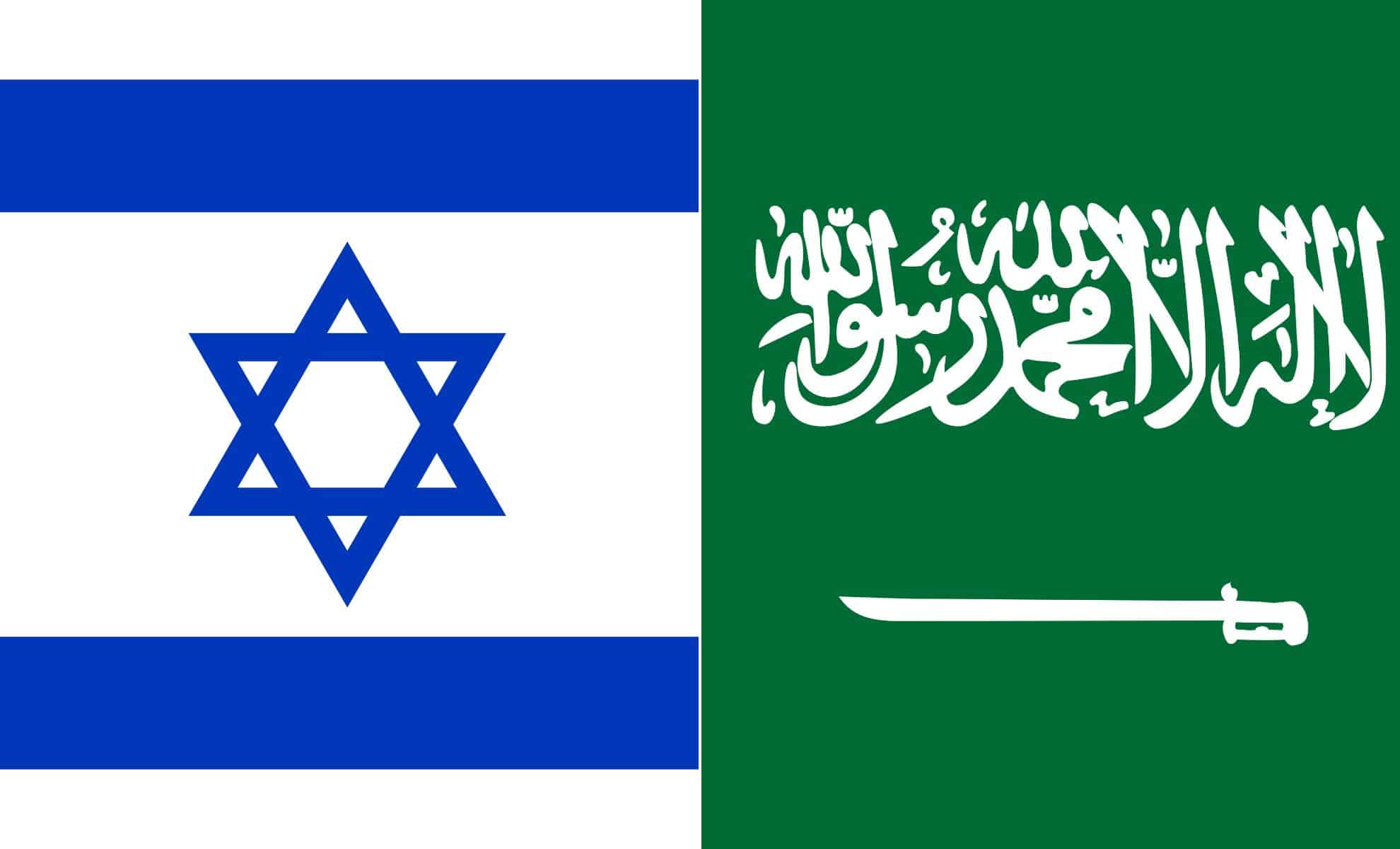 Drapeau d'Israël et de l'Arabie saoudite