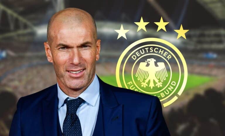 Zinedine Zidane avec le logo de l'équipe d'Allemagne (DEUTCHER FUSSBAL BUND)