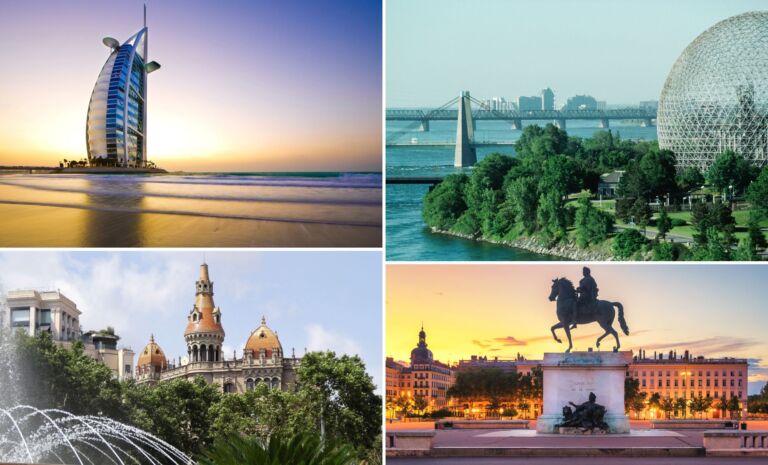 Dubaï, Montréal, Lyon, Barcelone