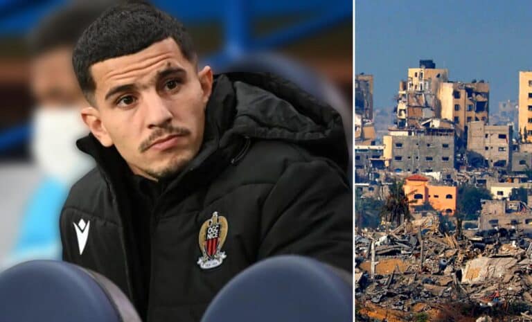 Photo de Youcef Atal (OGC Nice) et de la ville de Gaza