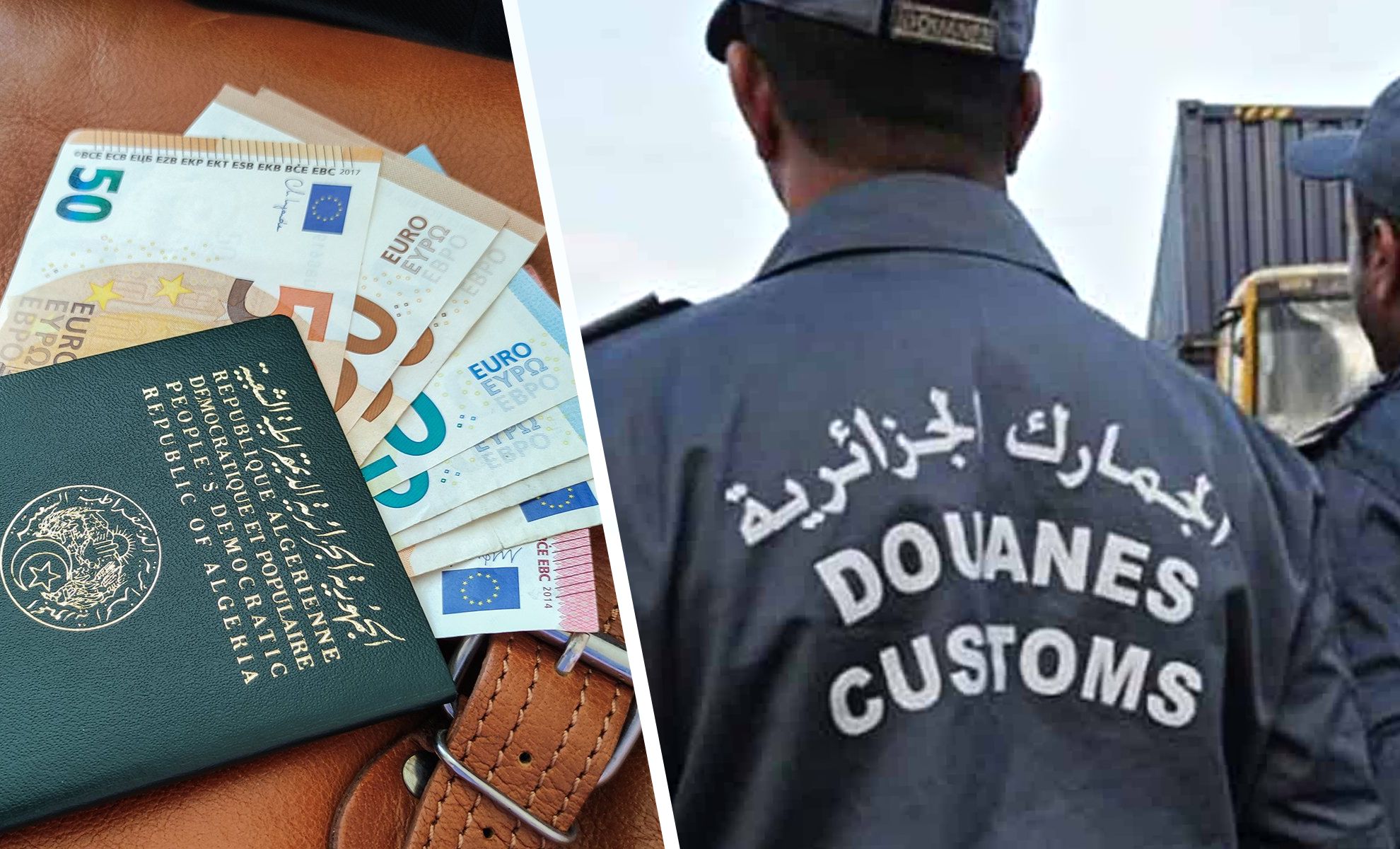 devise (euro) sur un sac de voyage / douane algérienne
