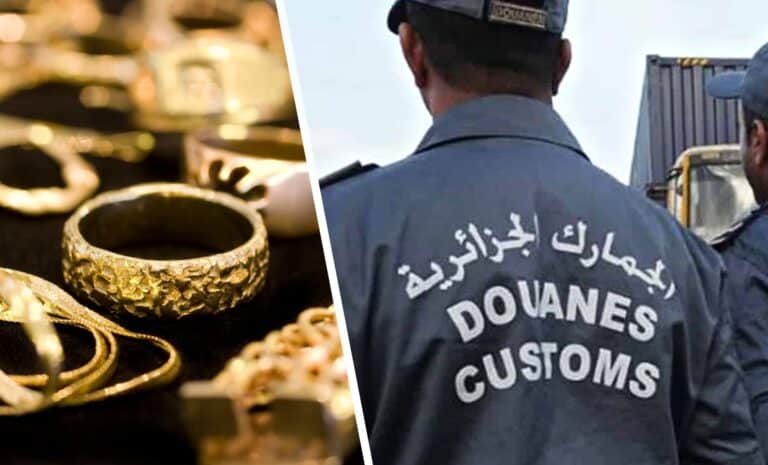 bijoux en or et photo d'un agent de la Douane algérienne