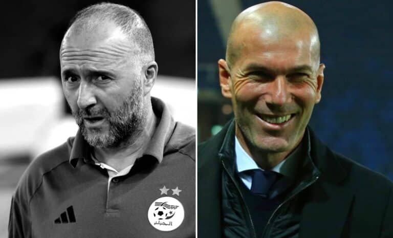 Zinedine Zidane et Djamel Belmadi (noir et blanc)