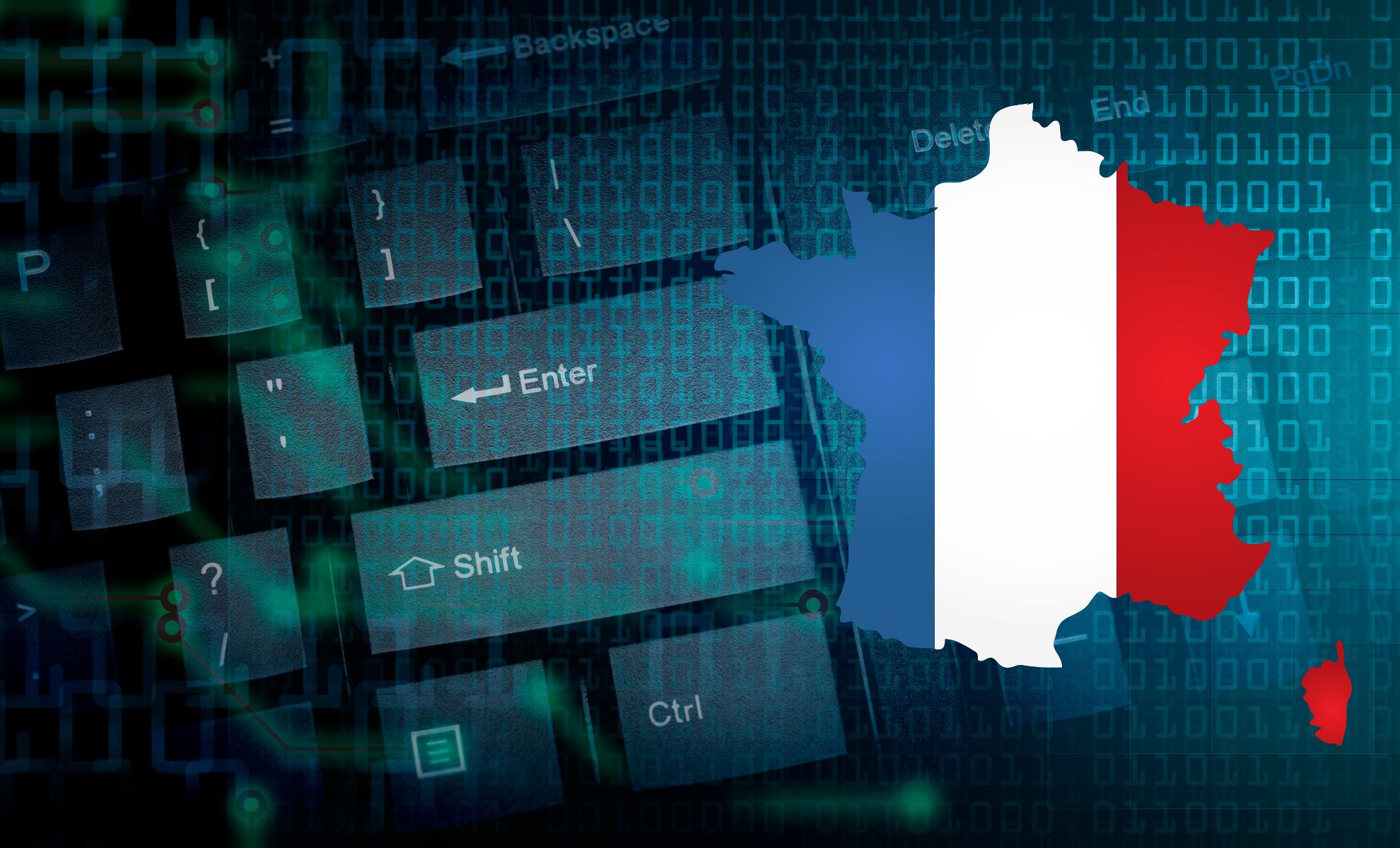Drapeau français apposé à une photo de clavier