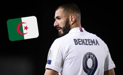 Karim Benzema et drapeau de l'Algérie
