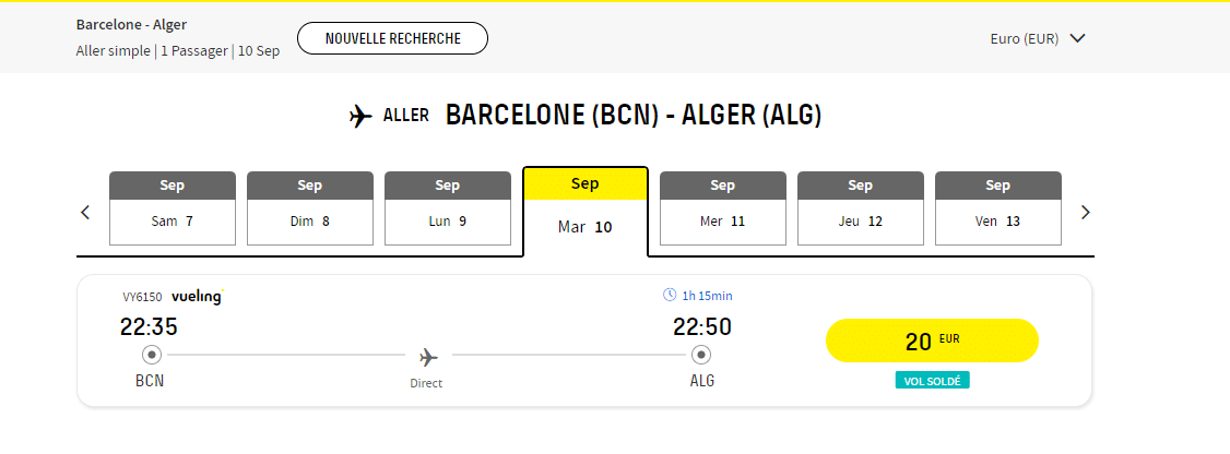 Barcelone-Alger avec Vueling