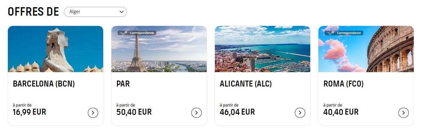 Vols depuis Alger vers plusieurs villes avec Vueling