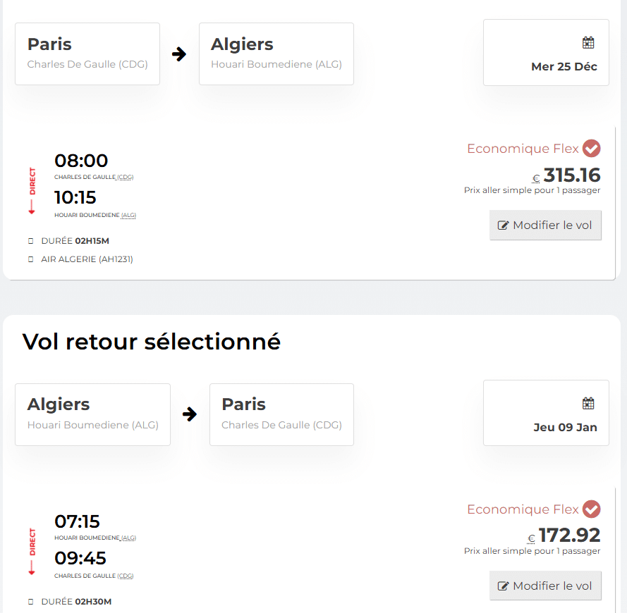 Air Algérie : Prix des billets Paris-Alger