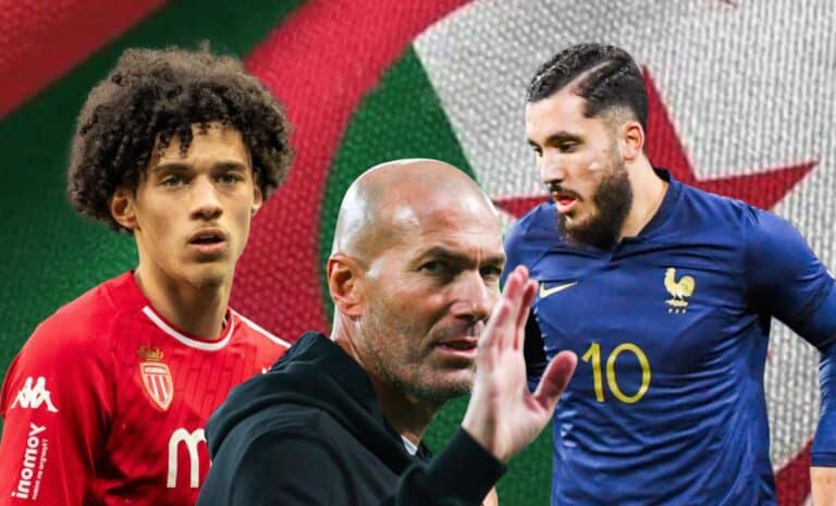 Cherki - Akliouche et Zidane sur fond de drapeau algérien