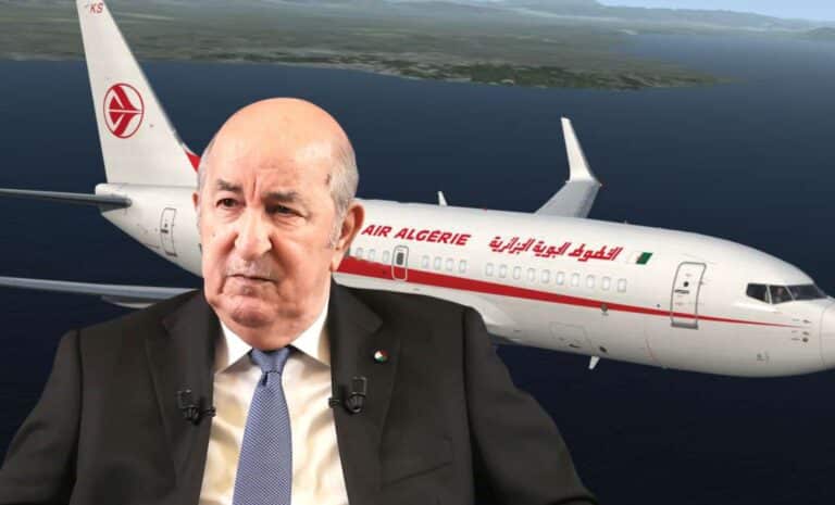 Abdelmadjid Tebboune sur fond d'un avion d'Air Algérie
