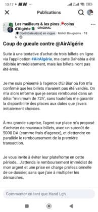 Achat de billets en ligne : le coup de gueule d'un voyageur d'Air Algérie