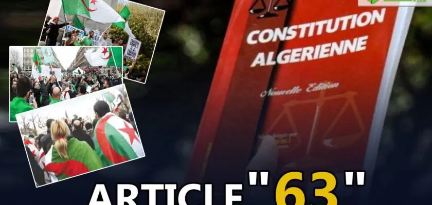 Des images représentant la diaspora à l'étranger avec une photo de la Constitution et l'inscription "Article 63"