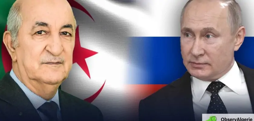 Montage : Drapeau Algérie Russie - Valdimir Poutine - Tebboune