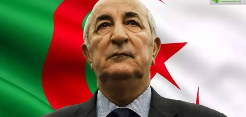 Montage : Abdelmadjid Tebboune sur fond du drapeau Algérien