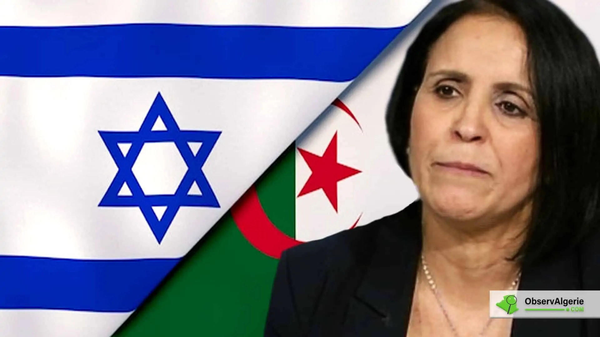 Montage : Hadda Hazem sur fond des drapeaux Algérie et Israël