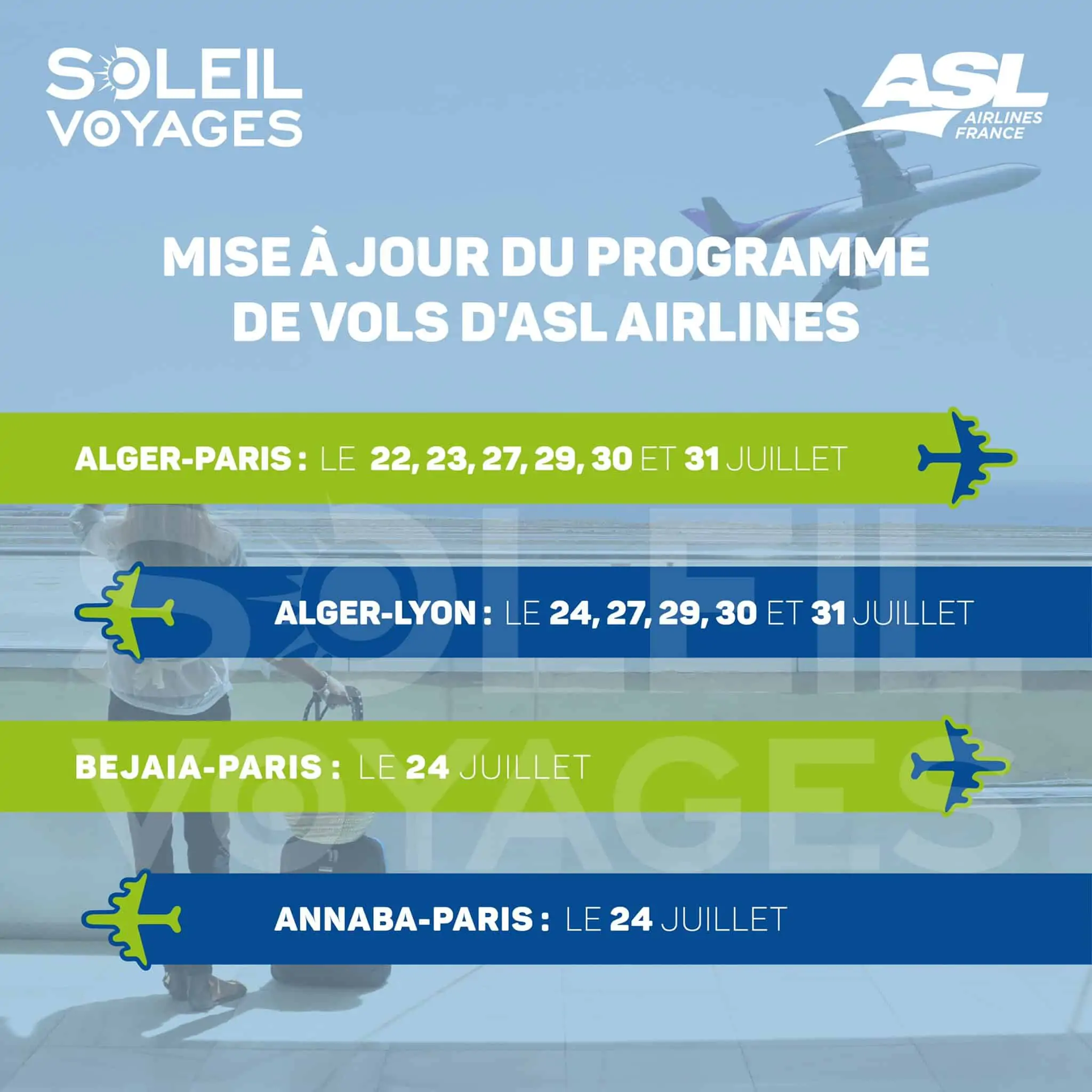 Programme de vols ASL Airlines pour la 2e moitié de juillet 2021